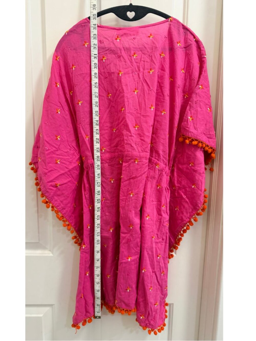 Shiraleah Pink Embroidered Pom Pom Cover Up NWT - Picture 3 of 11